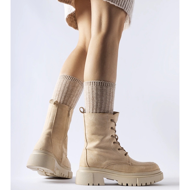 Beige sneakers with a massive Riel sole 1