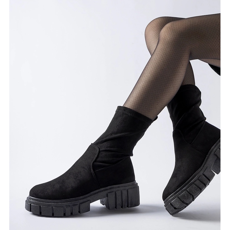 Black Montefusco eco-suede slip-on boots 1