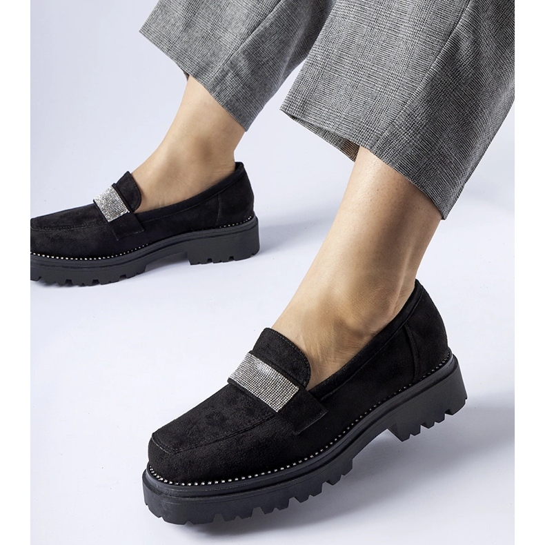 Black Nicholls eco-suede moccasins 1