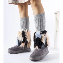 Gray insulated snow boots with fur from Cordero grey 1