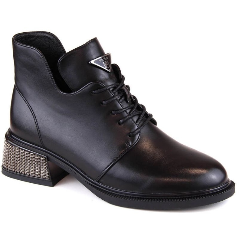 Filippo W PAW496 black insulated ankle boots with a decorative heel 1