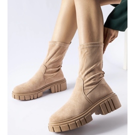 Beige Montefusco eco-suede slip-on ankle boots 1