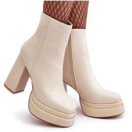Sweet Shoes Women's Ankle Boots on a High Heel and Platform, Light Beige Sandstra 4