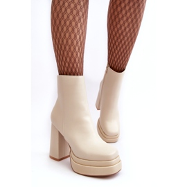 Sweet Shoes Women's Ankle Boots on a High Heel and Platform, Light Beige Sandstra 3