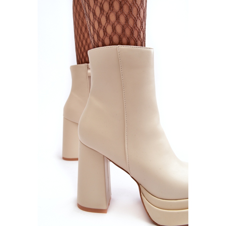 Sweet Shoes Women's Ankle Boots on a High Heel and Platform, Light Beige Sandstra 2