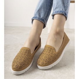 Camel loafers with an openwork Catwalk pattern brown 1