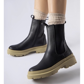 Black Georgette boots with an olive sole 1 Black Georgette boots with an olive sole 1