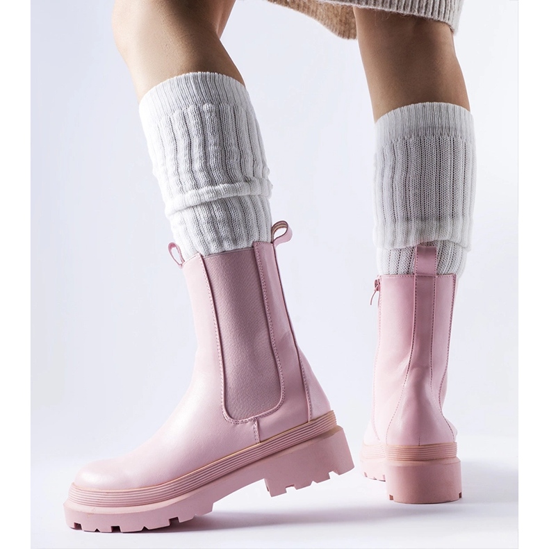 Pink slightly insulated Bethesda ankle boots 1