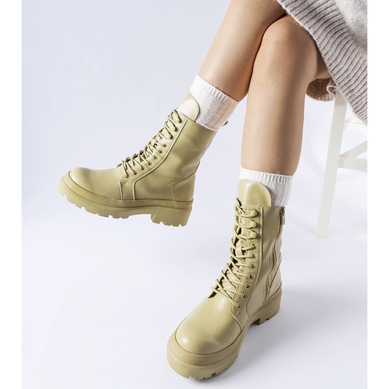 Green flat boots with Zacharie protector 1 Green flat boots with Zacharie protector 1