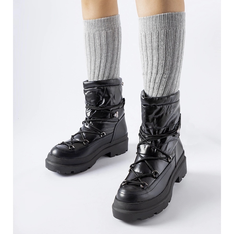 Black snow boots with Eagleville cuff 1 Black snow boots with Eagleville cuff 1