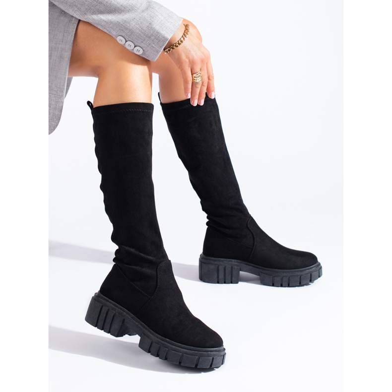 Shelovet black suede slip-on boots 1 Shelovet black suede slip-on boots 1