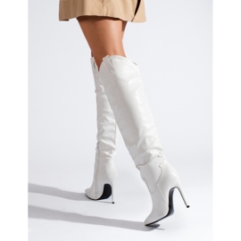 Shelovet women's white high-heeled boots 1