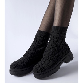 Black Arlington ankle boots with a sock upper 1