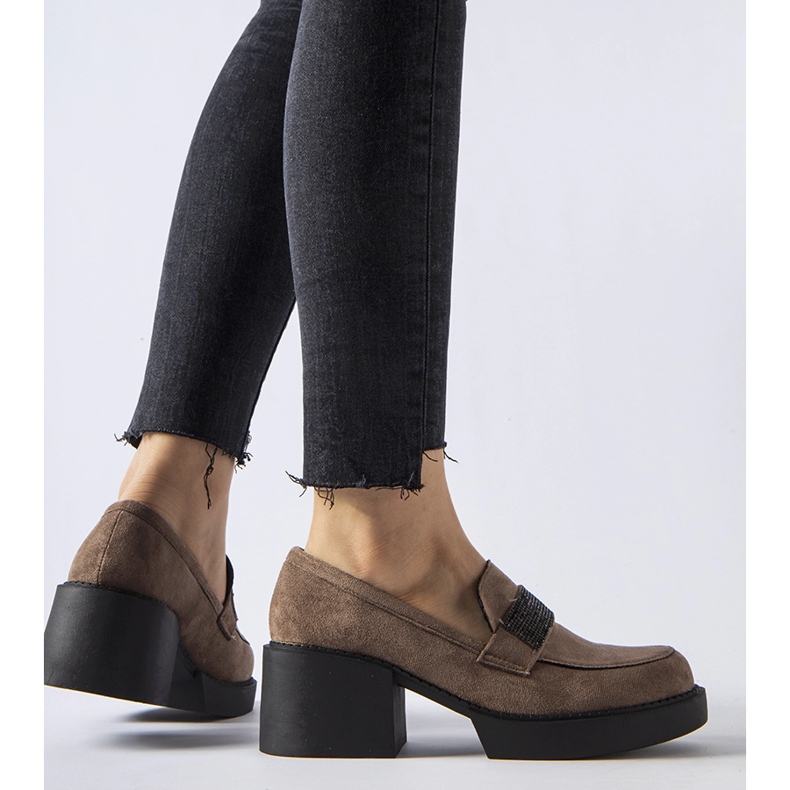Brown loafers with a massive block heel Harrisburg 1