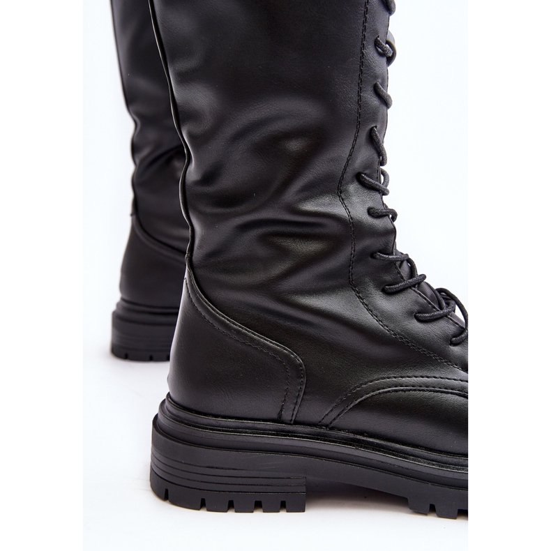 Women's Mid-Calf Lace-Up Boots, Black Elavettsa 1 Women's Mid-Calf Lace-Up Boots, Black Elavettsa 1