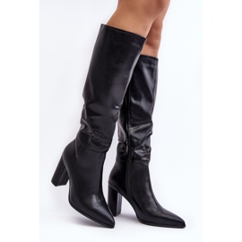 Women's Knee-high Boots on High Heel Black Fiminna 1