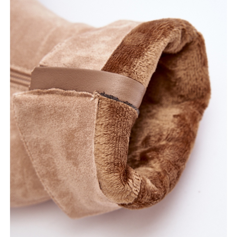 Beige Shavy Women's Insulated Boots With A Ruched Upper On A High Heel 1