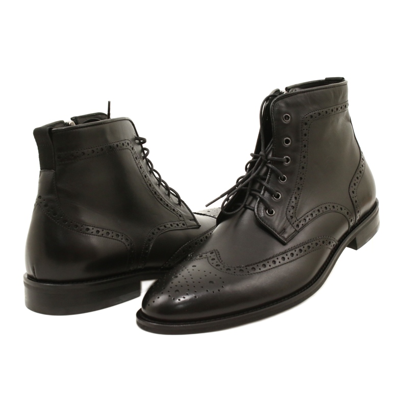 Men's Brogs boots, black, lace-up Pilpol PW6037 4