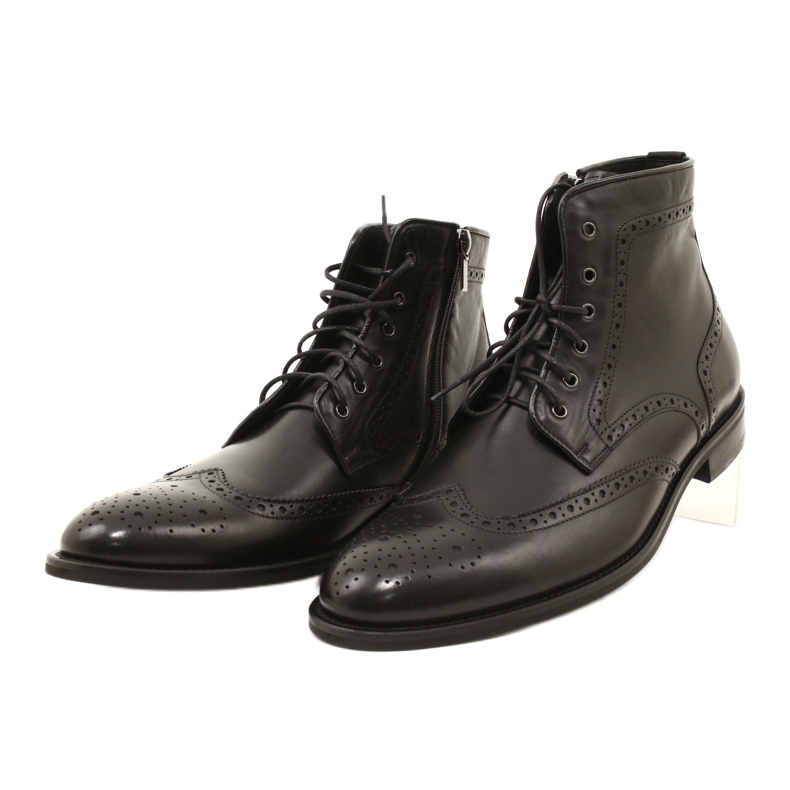 Men's Brogs boots, black, lace-up Pilpol PW6037 3