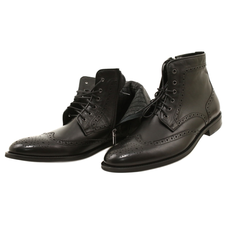 Men's Brogs boots, black, lace-up Pilpol PW6037 5