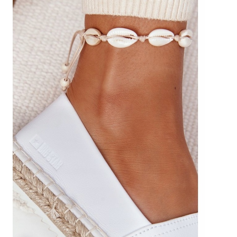 Leather Espadrilles On A Braided Sole Big Star HH274506 White 1