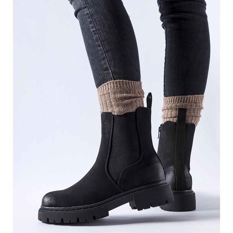 Piedalue black insulated matte ankle boots 1