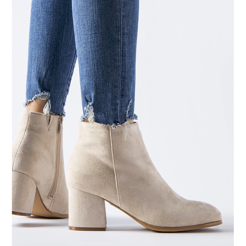 Beige low-heeled ankle boots from Mapleview 1
