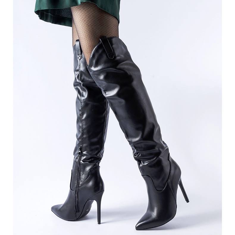 Black long boots with a high heel from Cerati 1