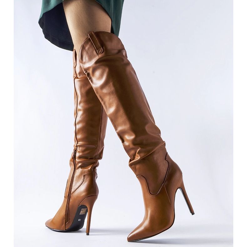 Brown boots with a high heel from Cerati 1
