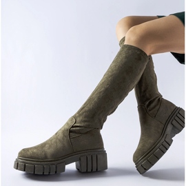 Green long suede boots by Donnino 1