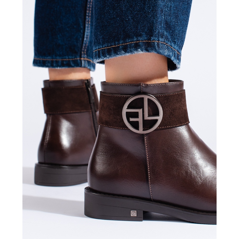 W. Potocki Brown low boots with a flat heel from Potocki 2