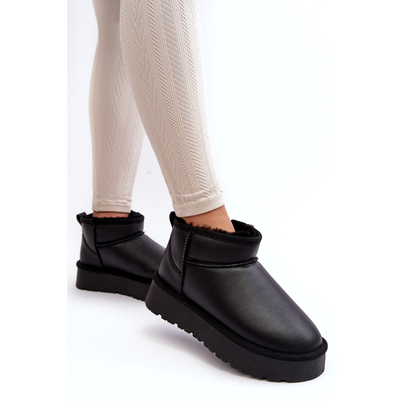 Leather Women's Platform Snow Boots Black Loreley 1