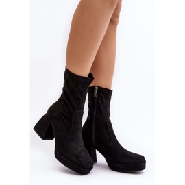 Black Adelles Women's Ankle Boots With Massive Heels and Platform 1
