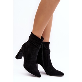 Women's High Heel Ankle Boots With A Ruched Upper, Black Phaga 1