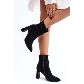 Women's High Heel Ankle Boots With A Ruched Upper, Black Phaga 2
