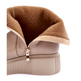 Women's Leather Ankle Boots on the Platform Beige Lemar Jenefer 1