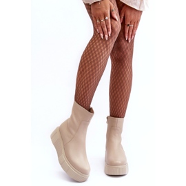 Women's Leather Ankle Boots on the Platform Beige Lemar Jenefer 2