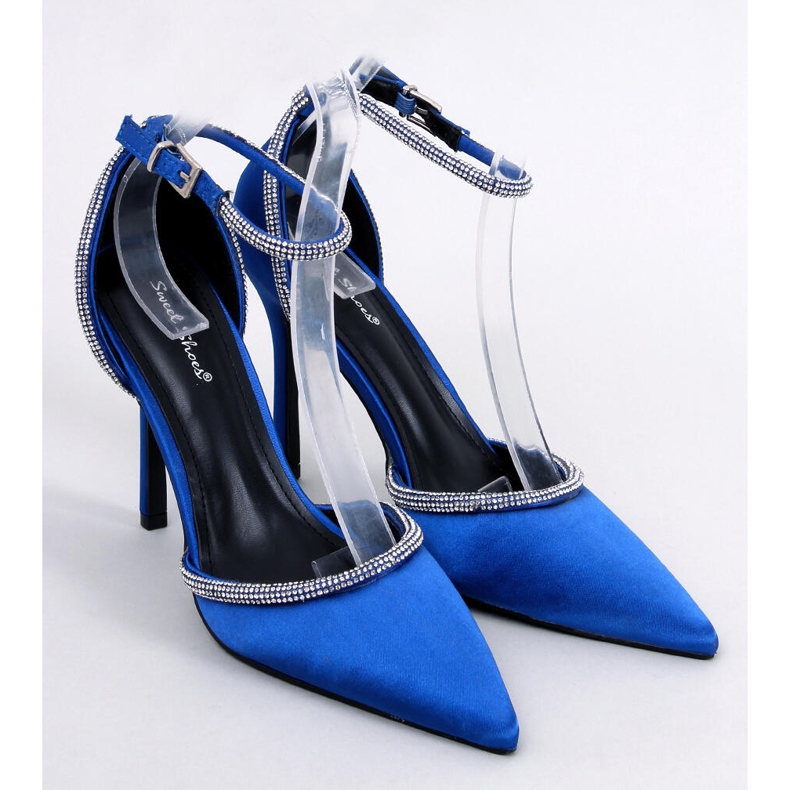 High heel pumps with cubic zirconia Conway Blue 1