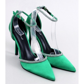 High heel pumps with cubic zirconia Conway Green 1