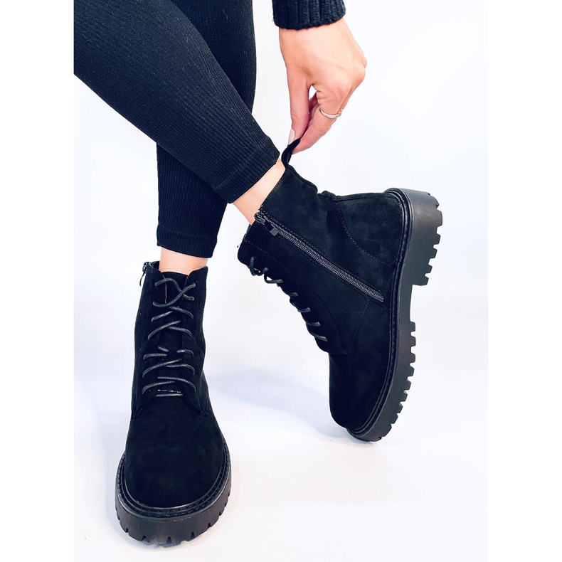 Gaten Black suede lace-up boots 2