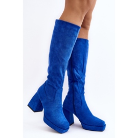 Women's Insulated Boots with Chunky Heels, Blue Layala 1 Women's Insulated Boots with Chunky Heels, Blue Layala 1