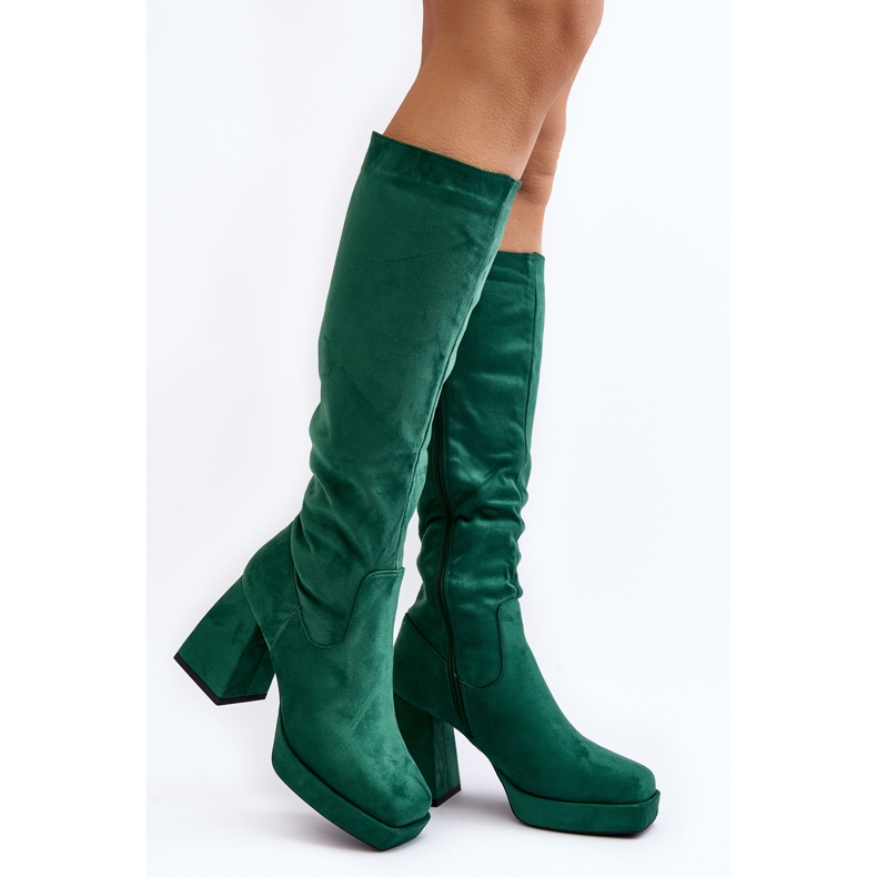 Women's Insulated Boots with Massive Heels, Green Layala 1