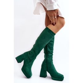 Women's Insulated Boots with Massive Heels, Green Layala 2