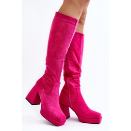 Layala Fuchsia Women's Insulated Boots With Massive Heels pink 1