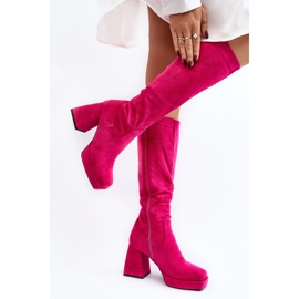Layala Fuchsia Women's Insulated Boots With Massive Heels pink 2