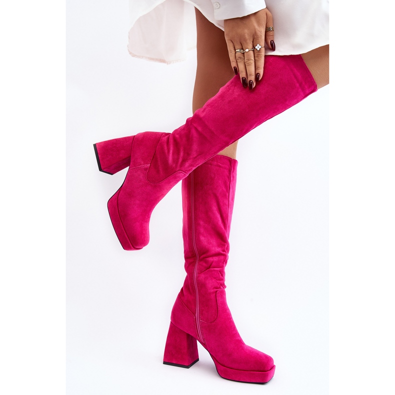 Layala Fuchsia Women's Insulated Boots With Massive Heels pink 2