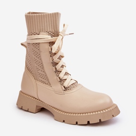 Women's Light Beige Lace-Up Ankle Boots Gentiana 2 Women's Light Beige Lace-Up Ankle Boots Gentiana 2