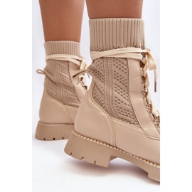 Women's Light Beige Lace-Up Ankle Boots Gentiana 1 Women's Light Beige Lace-Up Ankle Boots Gentiana 1