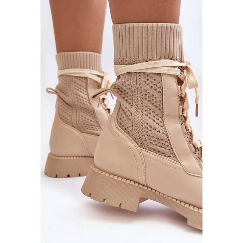 Women's Light Beige Lace-Up Ankle Boots Gentiana 1 Women's Light Beige Lace-Up Ankle Boots Gentiana 1