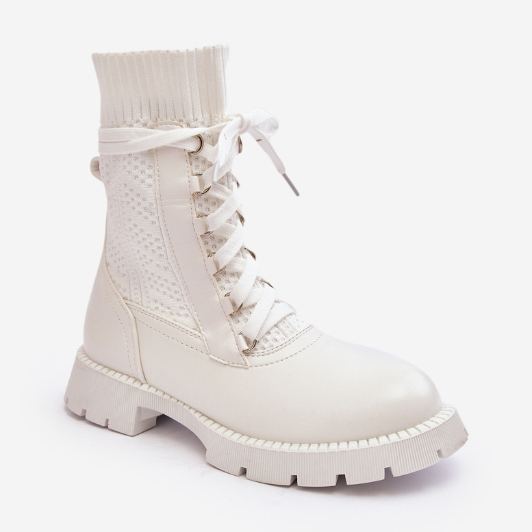 Women's Boots With Lace-Up Sock White Gentiana 2